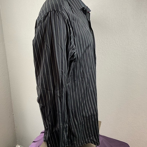 Bugatchi Black Pinstripe Button Down Shirt - Picture 4 of 6